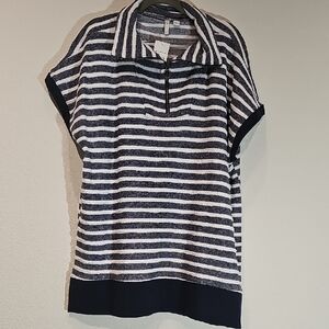 Cato Navy and White Striped Blouse